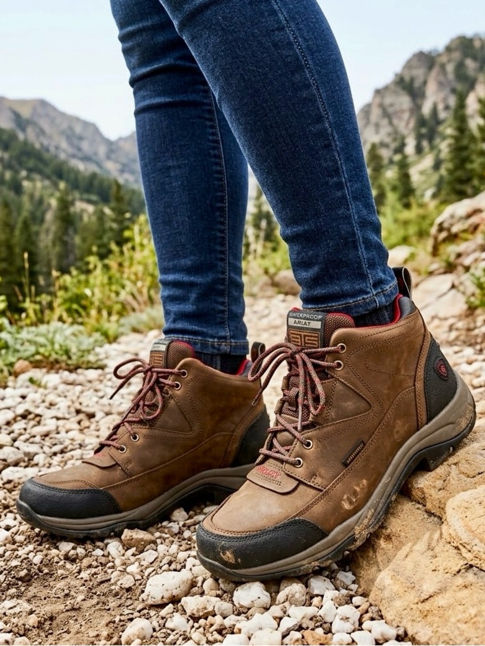 Ariat Terrain H2O Hiking Boots Womens Sz 8,5 Wide Leather Brown Waterproof